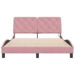vidaXL Cadru de pat cu lumini LED, roz, 120x200 cm, catifea