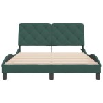 vidaXL Cadru de pat cu lumini LED, verde închis, 140x190 cm, catifea