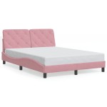 vidaXL Cadru de pat cu lumini LED, roz, 140x190 cm, catifea vidaXL Cadru de pat cu lumini LED, roz, 140x190 cm, catifea