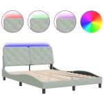 vidaXL Cadru de pat cu lumini LED, gri deschis, 140x200 cm, catifea vidaXL Cadru de pat cu lumini LED, gri deschis, 140x200 cm, catifea