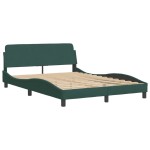vidaXL Cadru de pat cu lumini LED, verde închis, 140x200 cm, catifea