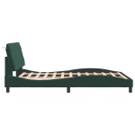 vidaXL Cadru de pat cu lumini LED, verde închis, 140x200 cm, catifea