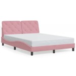vidaXL Cadru de pat cu lumini LED, roz, 140x200 cm, catifea