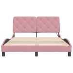 vidaXL Cadru de pat cu lumini LED, roz, 140x200 cm, catifea