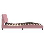 vidaXL Cadru de pat cu lumini LED, roz, 140x200 cm, catifea