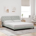 vidaXL Cadru de pat cu lumini LED, gri deschis, 160x200 cm, catifea vidaXL Cadru de pat cu lumini LED, gri deschis, 160x200 cm, catifea