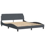 vidaXL Cadru de pat cu lumini LED, gri închis, 160x200 cm, catifea