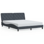 vidaXL Cadru de pat cu lumini LED, gri închis, 160x200 cm, catifea