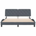 vidaXL Cadru de pat cu lumini LED, gri închis, 160x200 cm, catifea