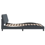 vidaXL Cadru de pat cu lumini LED, gri închis, 160x200 cm, catifea