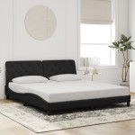 vidaXL Cadru de pat cu lumini LED, negru, 180x200 cm, catifea vidaXL Cadru de pat cu lumini LED, negru, 180x200 cm, catifea