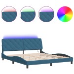 vidaXL Cadru de pat cu lumini LED, albastru, 180x200 cm, catifea