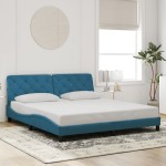 vidaXL Cadru de pat cu lumini LED, albastru, 180x200 cm, catifea
