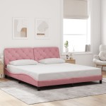 vidaXL Cadru de pat cu lumini LED, roz, 180x200 cm, catifea