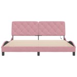 vidaXL Cadru de pat cu lumini LED, roz, 180x200 cm, catifea