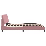 vidaXL Cadru de pat cu lumini LED, roz, 180x200 cm, catifea