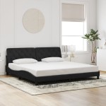 vidaXL Cadru de pat cu lumini LED, negru, 200x200 cm, catifea