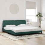 vidaXL Cadru de pat cu lumini LED, verde închis, 200x200 cm, catifea