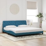 vidaXL Cadru de pat cu lumini LED, albastru, 200x200 cm, catifea