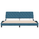 vidaXL Cadru de pat cu lumini LED, albastru, 200x200 cm, catifea