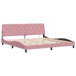 vidaXL Cadru de pat cu lumini LED, roz, 200x200 cm, catifea