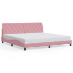 vidaXL Cadru de pat cu lumini LED, roz, 200x200 cm, catifea