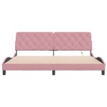 vidaXL Cadru de pat cu lumini LED, roz, 200x200 cm, catifea