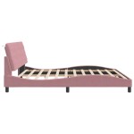 vidaXL Cadru de pat cu lumini LED, roz, 200x200 cm, catifea