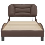 vidaXL Cadru de pat cu lumini LED, maro, 80x200 cm, piele ecologică vidaXL Cadru de pat cu lumini LED, maro, 80x200 cm, piele ecologică