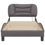 vidaXL Cadru de pat cu lumini LED, gri, 80x200 cm, piele ecologică