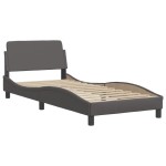 vidaXL Cadru de pat cu lumini LED, gri, 80x200 cm, piele ecologică