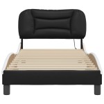 vidaXL Cadru de pat cu lumini LED negru/alb 80x200 cm piele ecologică vidaXL Cadru de pat cu lumini LED negru/alb 80x200 cm piele ecologică