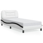 vidaXL Cadru de pat cu lumini LED alb/negru 80x200 cm piele ecologică