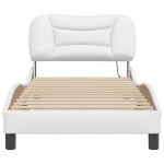 vidaXL Cadru de pat cu lumini LED, alb, 90x190 cm, piele ecologică