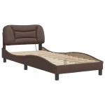 vidaXL Cadru de pat cu lumini LED, maro, 90x190 cm, piele ecologică vidaXL Cadru de pat cu lumini LED, maro, 90x190 cm, piele ecologică