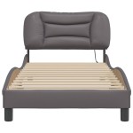 vidaXL Cadru de pat cu lumini LED, gri, 90x190 cm, piele ecologică