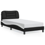 vidaXL Cadru de pat cu lumini LED negru/alb 90x190 cm piele ecologică vidaXL Cadru de pat cu lumini LED negru/alb 90x190 cm piele ecologică