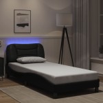 vidaXL Cadru de pat cu lumini LED, negru, 90x200 cm, piele ecologică vidaXL Cadru de pat cu lumini LED, negru, 90x200 cm, piele ecologică