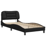 vidaXL Cadru de pat cu lumini LED, negru, 90x200 cm, piele ecologică vidaXL Cadru de pat cu lumini LED, negru, 90x200 cm, piele ecologică