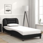 vidaXL Cadru de pat cu lumini LED, negru, 90x200 cm, piele ecologică vidaXL Cadru de pat cu lumini LED, negru, 90x200 cm, piele ecologică