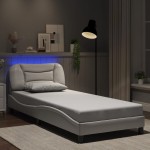 vidaXL Cadru de pat cu lumini LED, alb, 90x200 cm, piele ecologică vidaXL Cadru de pat cu lumini LED, alb, 90x200 cm, piele ecologică