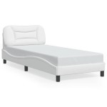 vidaXL Cadru de pat cu lumini LED, alb, 90x200 cm, piele ecologică vidaXL Cadru de pat cu lumini LED, alb, 90x200 cm, piele ecologică