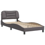 vidaXL Cadru de pat cu lumini LED, gri, 90x200 cm, piele ecologică