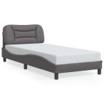 vidaXL Cadru de pat cu lumini LED, gri, 90x200 cm, piele ecologică