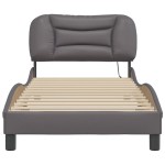 vidaXL Cadru de pat cu lumini LED, gri, 90x200 cm, piele ecologică