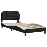 vidaXL Cadru de pat cu lumini LED negru/alb 90x200 cm piele ecologică