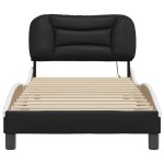 vidaXL Cadru de pat cu lumini LED negru/alb 90x200 cm piele ecologică