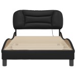vidaXL Cadru de pat cu lumini LED, negru, 100x200 cm, piele ecologică vidaXL Cadru de pat cu lumini LED, negru, 100x200 cm, piele ecologică