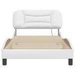 vidaXL Cadru de pat cu lumini LED, alb, 100x200 cm, piele ecologică vidaXL Cadru de pat cu lumini LED, alb, 100x200 cm, piele ecologică
