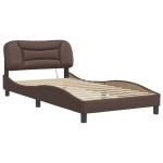 vidaXL Cadru de pat cu lumini LED, maro, 100x200 cm, piele ecologică